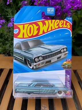 Hot Wheels Metallic Teal Lowrider Car - Collectible Toy Vehicle, 1964 Impala